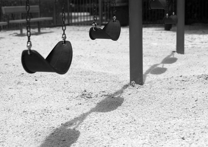 a swing set in a playground